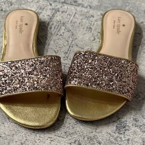 Kate Spade Gold and Pink Glitter Sandals